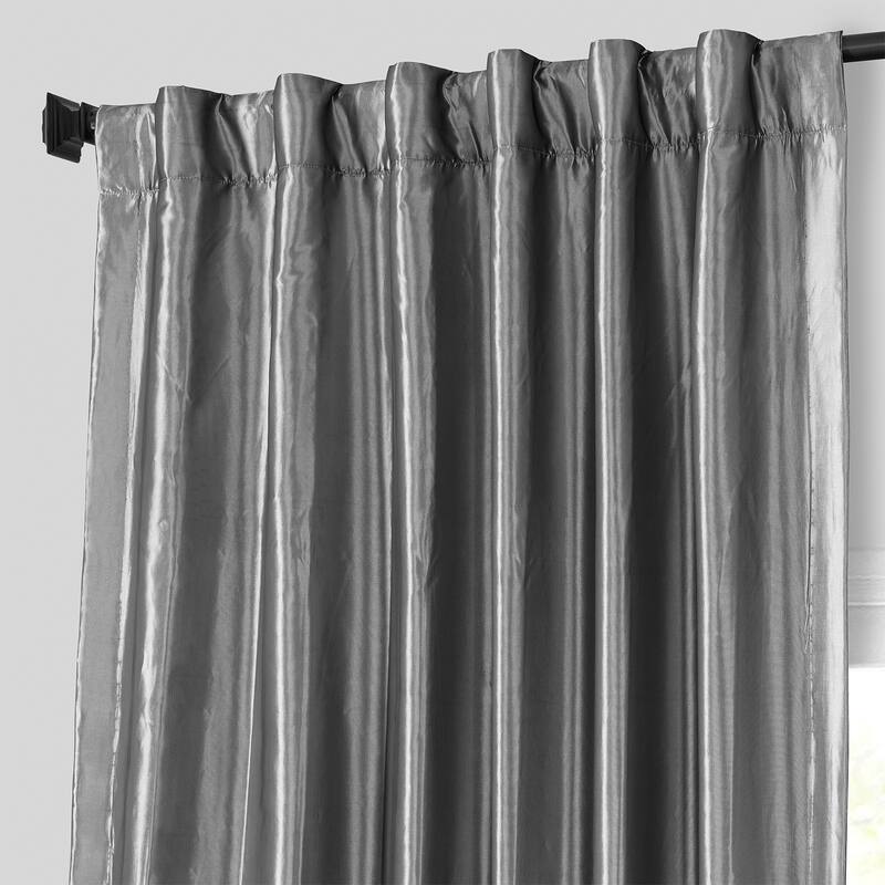 Exclusive Fabrics Solid Faux Silk Taffeta Platinum Single Curtain (1 Panel)