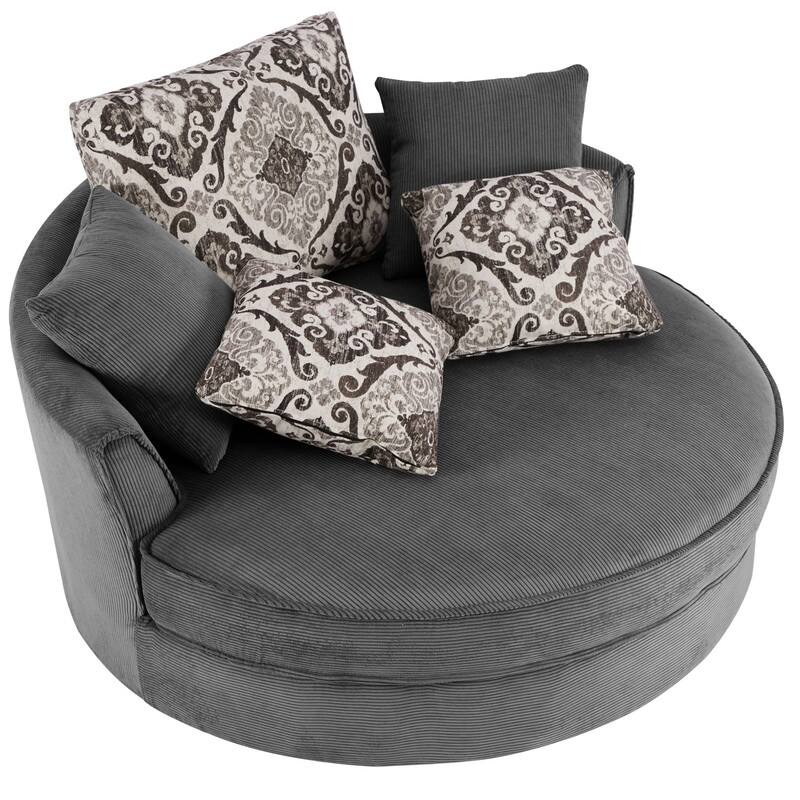 360 Degree Swivel Round Sofa Chair with 5 Movable Pillow