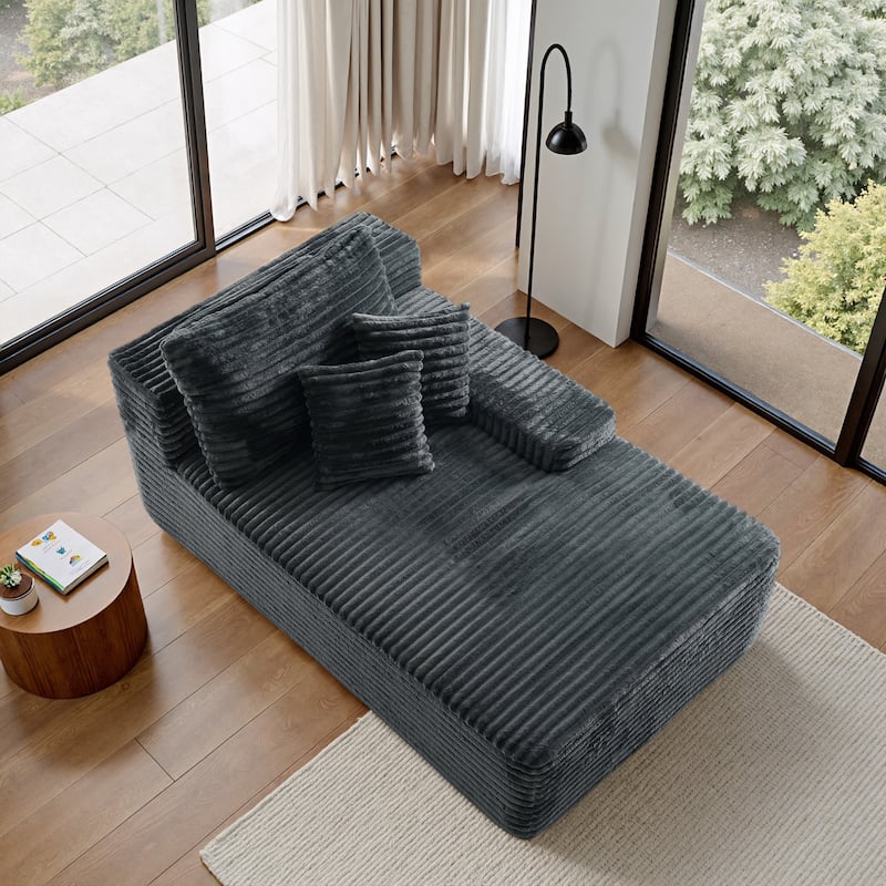 Oversized Upholstered Modular Sectional Chaise Lounge with Pillows