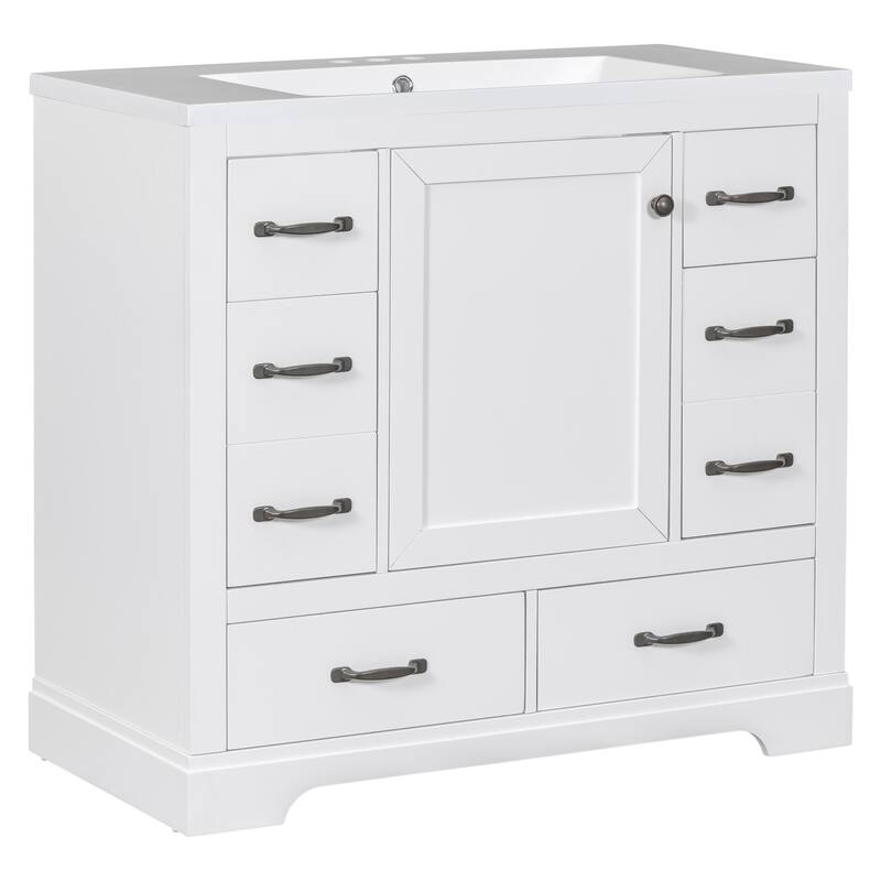 Freestanding 36" Vanity with Solid Wood, Undermount Sink, and Ample Storage - Grey Finish - 36in L