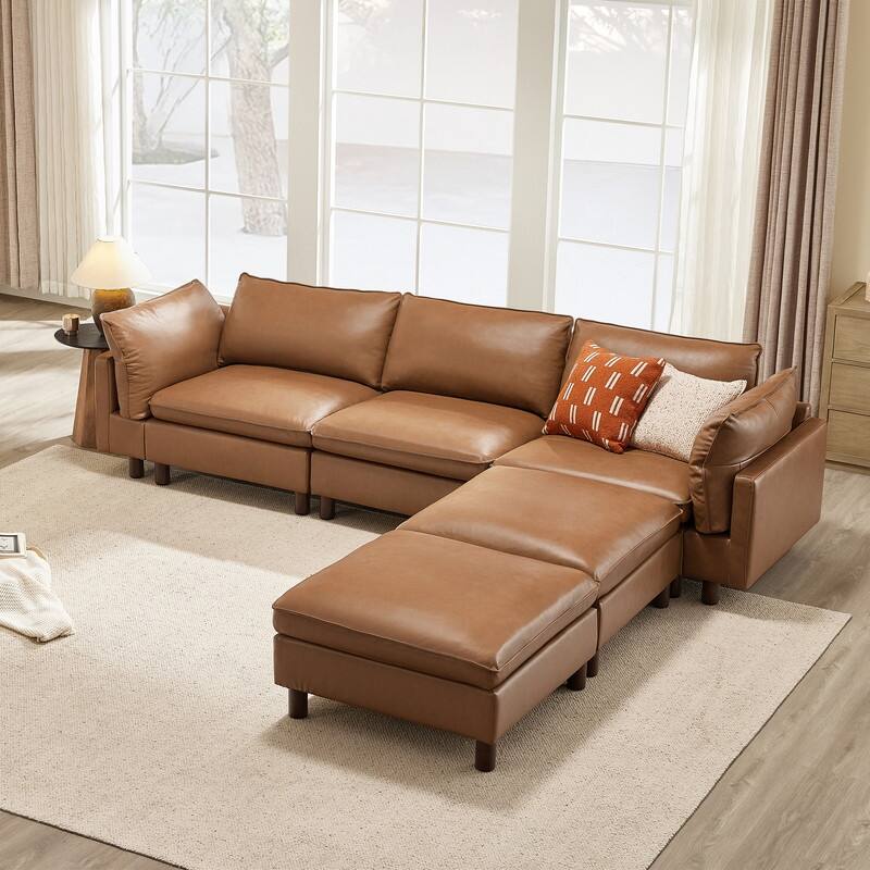 Spruce & Spring Modular Cloud Couch Sofa with Wood Legs for Living Room