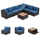 preview thumbnail 54 of 66, EROMMY 6/7 Piece Modular Outdoor Rattan Sofa Set, All-Weather Wicker Patio Furniture with Storage Table, Cushions & Pillows