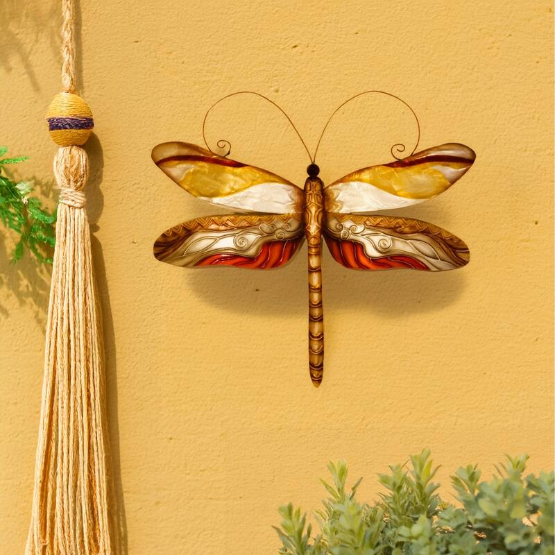 Dragonfly Wall Decor Pearl Tan And Brown