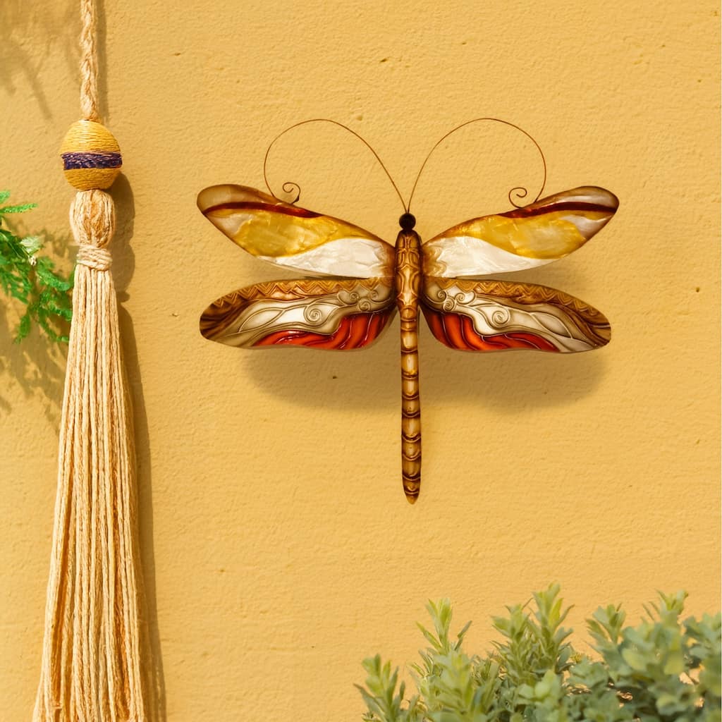 Dragonfly Wall Decor Pearl Tan And Brown