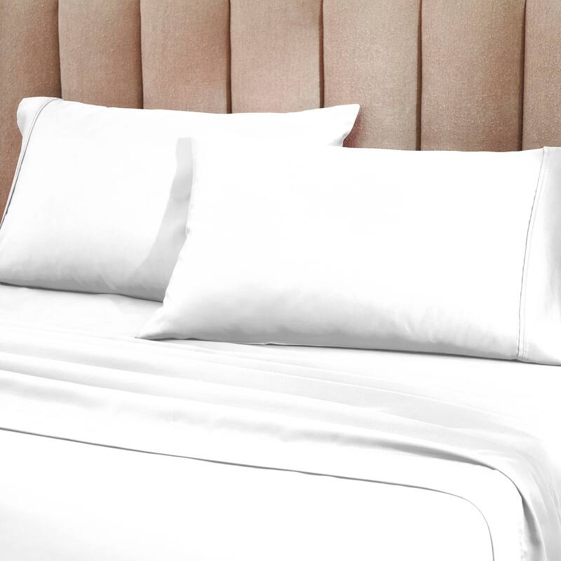 Superior Cotton Blend 1200 Thread Count Solid Deep Pocket Bed Sheet Set - California King - White
