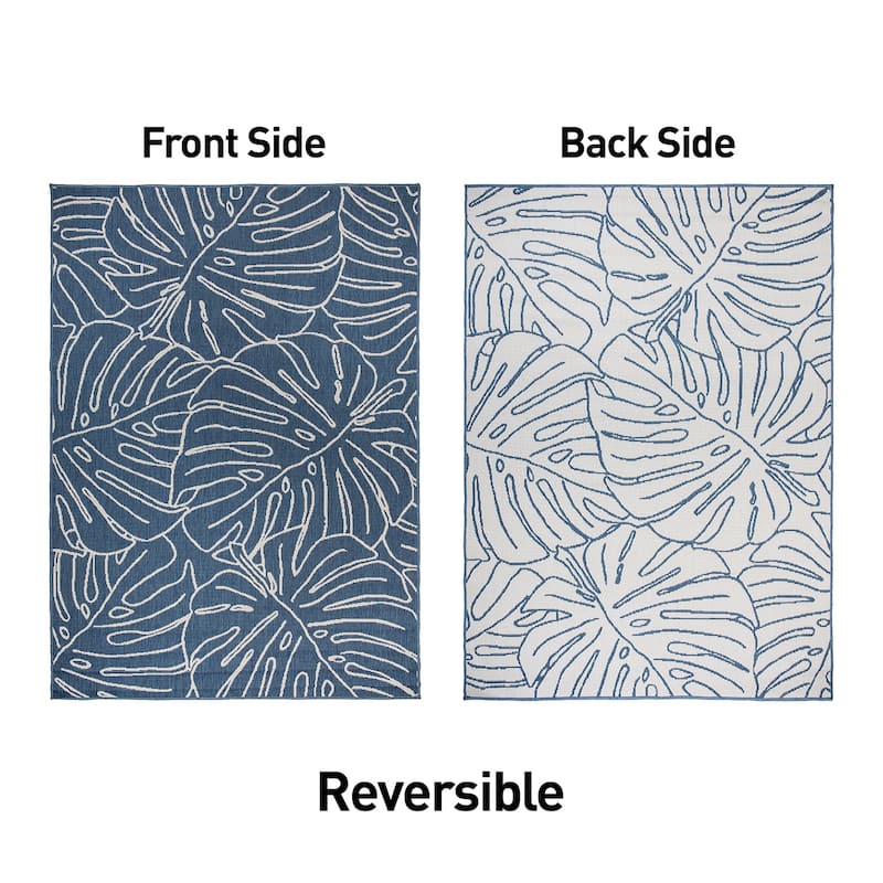 World Rug Gallery Contemporary Tropical Leaves Indoor/Outdoor Area Rug