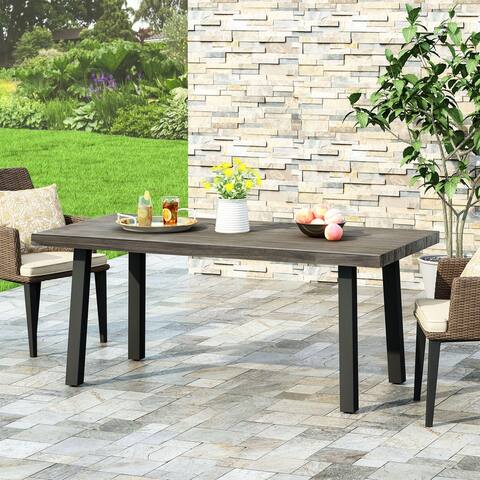 Pointe Outdoor Modern Industrial Aluminum Dining Table by Christopher Knight Home - 68.75" W x 34.00" D x 29.00" H