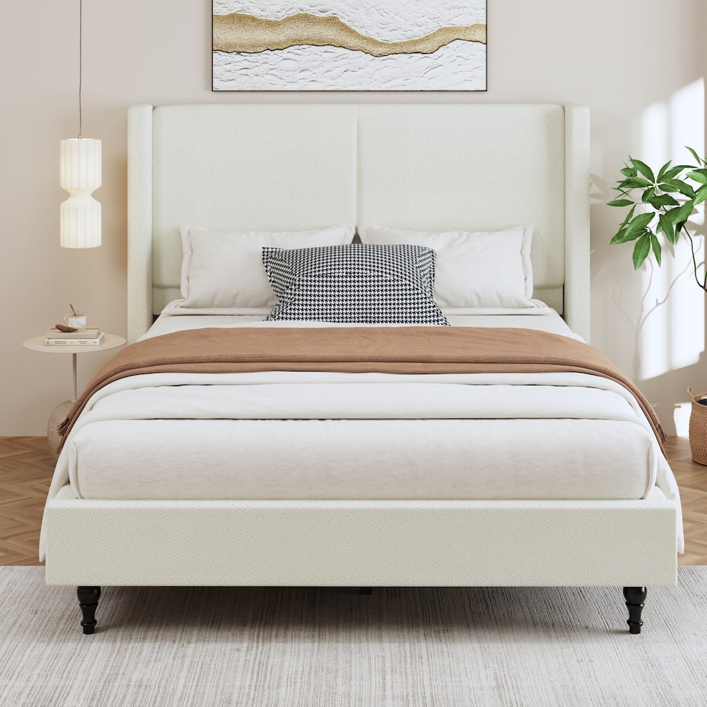 Queen Size Bed Frame with 55.5"High Back Upholstered Headboard