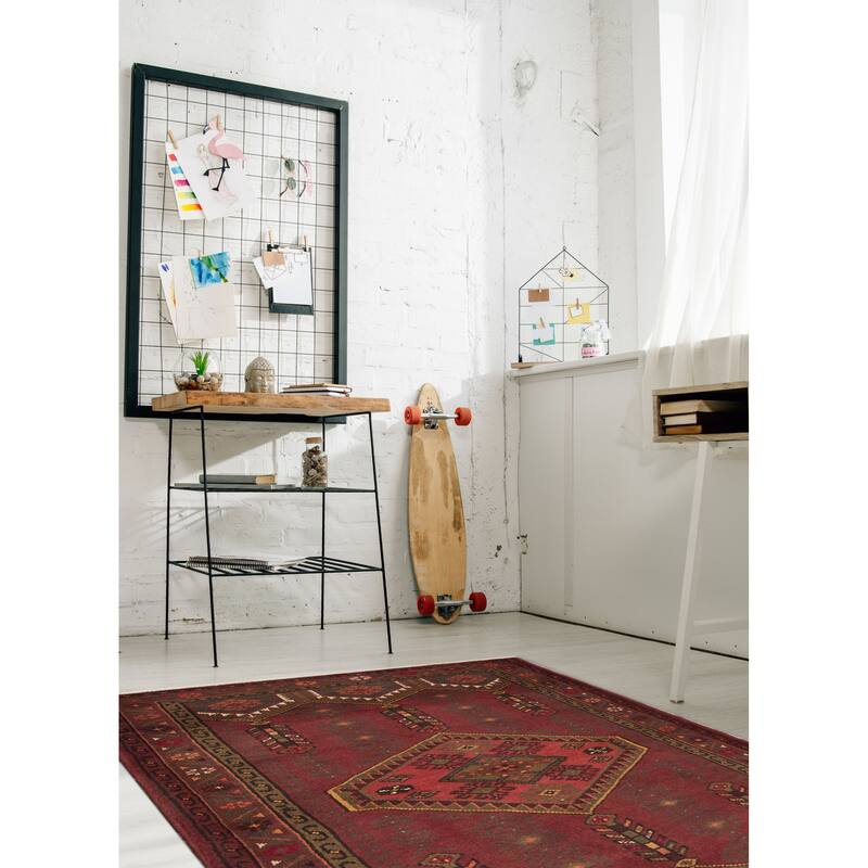 ECARPETGALLERY Hand-knotted Andelz Dark Red Wool Rug - 3'5 x 5'0