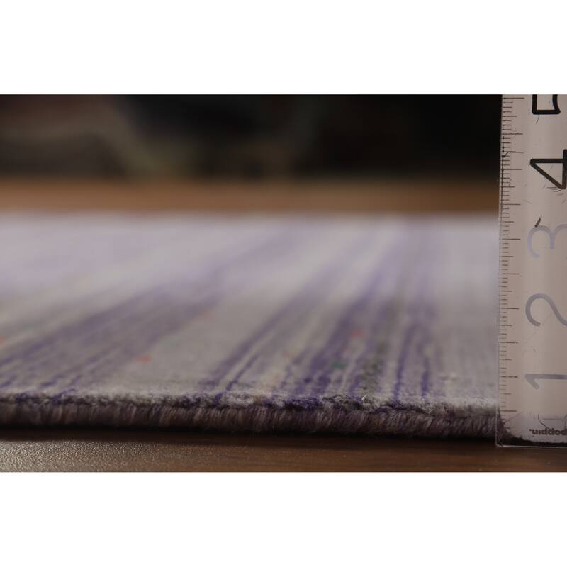 Hand Knotted Oriental 100% Wool Carpet Tribal Stripe Purples Gabbeh Area Rug - 8' 3'' X 5' 2''