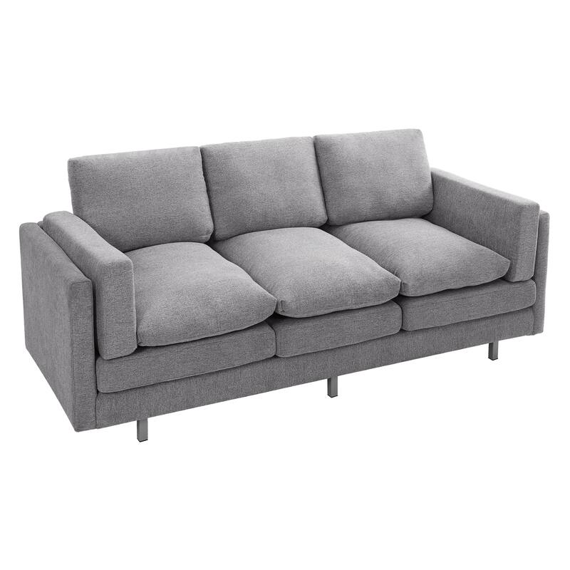 Christopher Knight Home - Lennox Modern Upholstered 3-Seater Sofa with Dual-Layer Cushions and Metal Legs