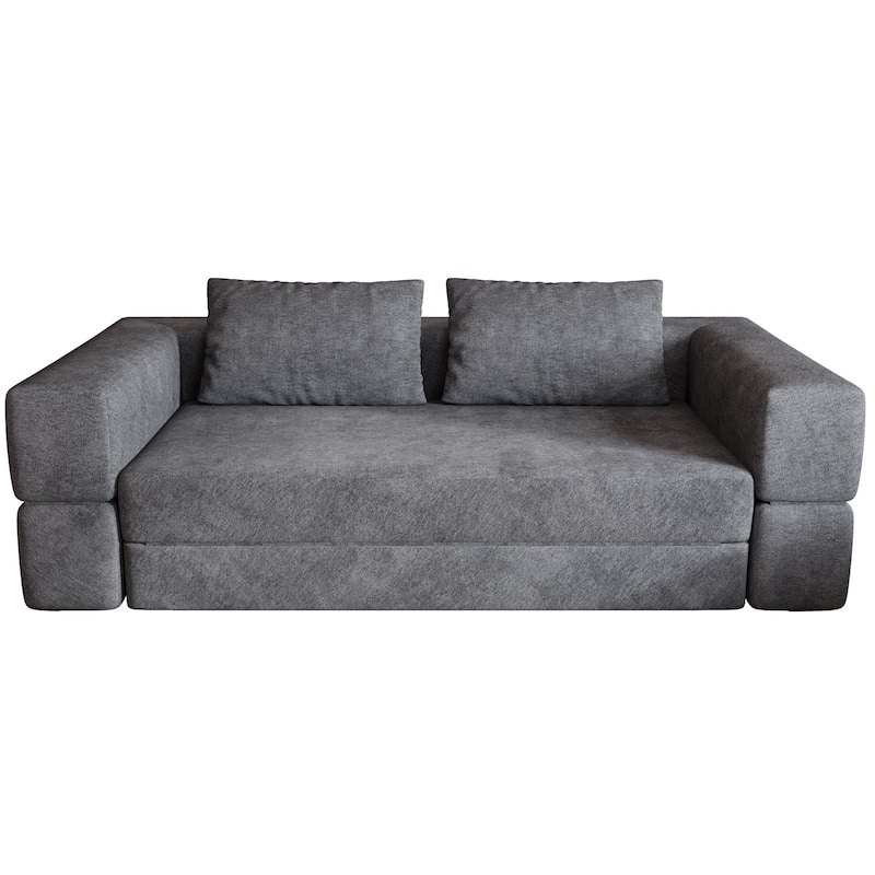 Folding Memory Foam Sleeper Sofa Bed Chenille Floor Couch Convertible into Sleeping Mattress with Rectangle Pillow and Cushions