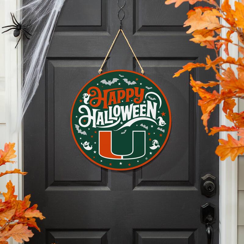 University of Miami 18" x 18" Halloween Door Décor Wall Sign