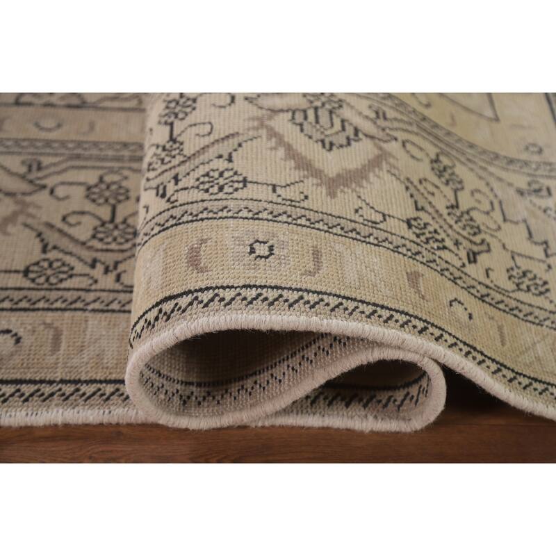 Hand Knotted Oriental 100% Wool Carpet Traditional Floral Beige & Ivories Tabriz Area Rug - 12' 4'' X 9' 4''