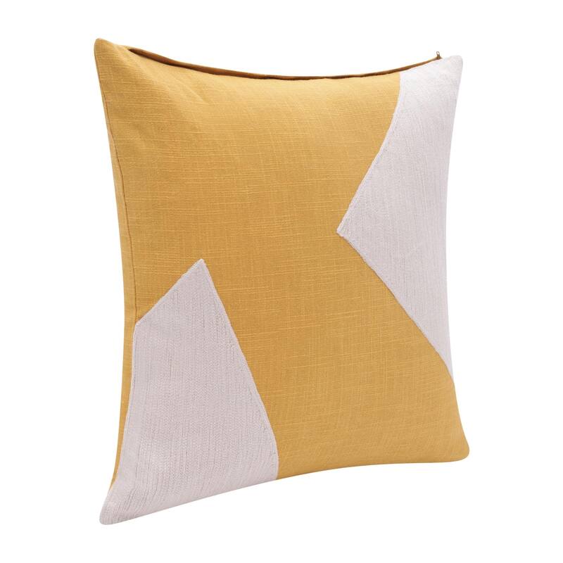 Handmade Glam Block Square Decorative Throw Pillow - 20" - Yellow and Ivory