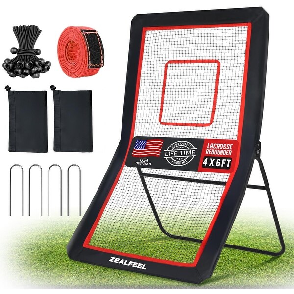 Zealfeel 4x7FT Lacrosse Rebounder with 5 Angles, Target Strip