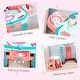 preview thumbnail 6 of 7, Qaba Self-Opening Mirror Design Kids Vanity Makeup Table Set with Chair and 31-Piece Collection, Imaginative Toy