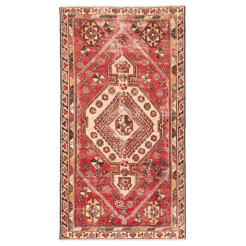 ECARPETGALLERY Hand-knotted Antalya Vintage Red Wool Rug - 4'0 x 7'7