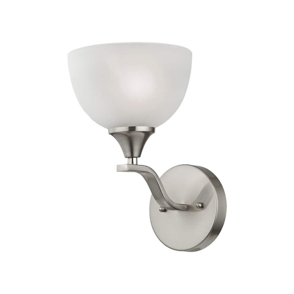 Bristol Lane 6-inch Wide 1-Light Vanity Light in Brushed Nickel with White Glass