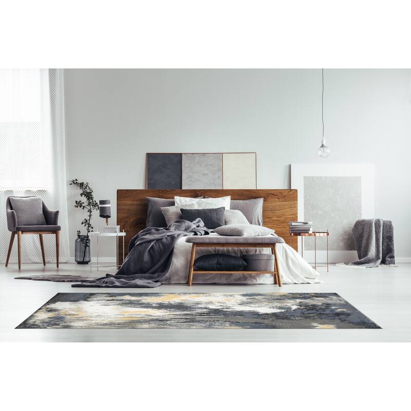 Kriselia Collection Blue/Gray Abstract Area Rug