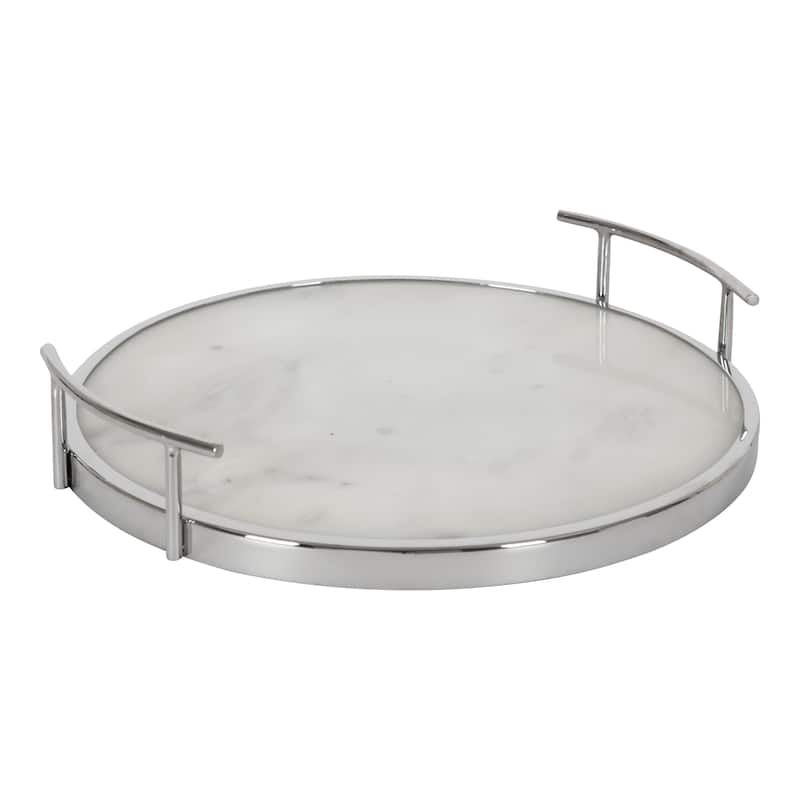 Kate and Laurel Marbury Round Metal Tray