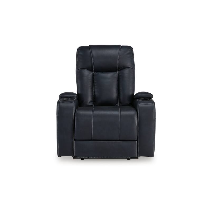 Callum Power Recliner Chair, Adjustable Headrest, Black Faux Leather