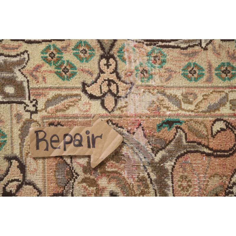 Hand Knotted Oriental 100% Wool Carpet Traditional Floral Brown Kashmar Area Rug - 12' 0'' X 9' 5''