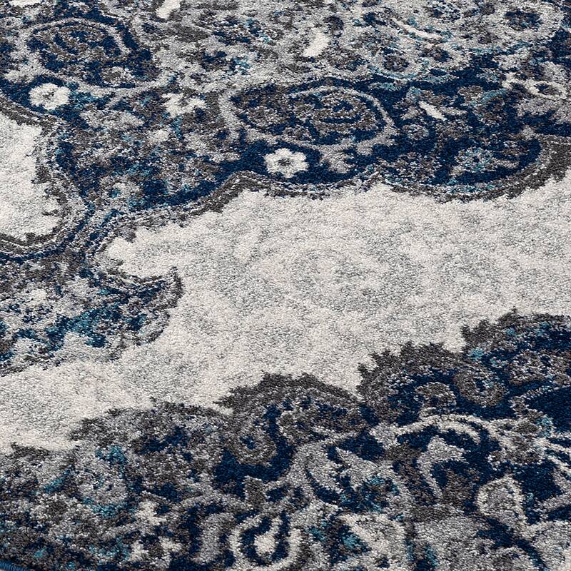 Aurelia Hana Navy Blue Medallion Area Rug