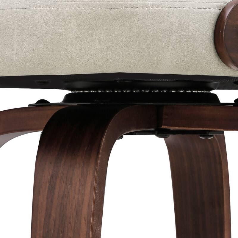 26.in Modern Set of 2 Leather Bar Stool Swivel Upholstered Hollow Back Counter Height Barstool with Wood Frame