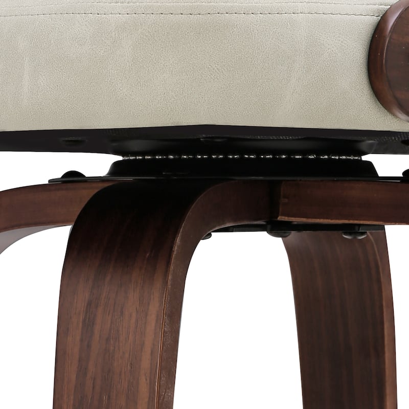 26.in Modern Set of 4 Leather Bar Stool Swivel Upholstered Hollow Back Counter Height Barstool with Wood Frame