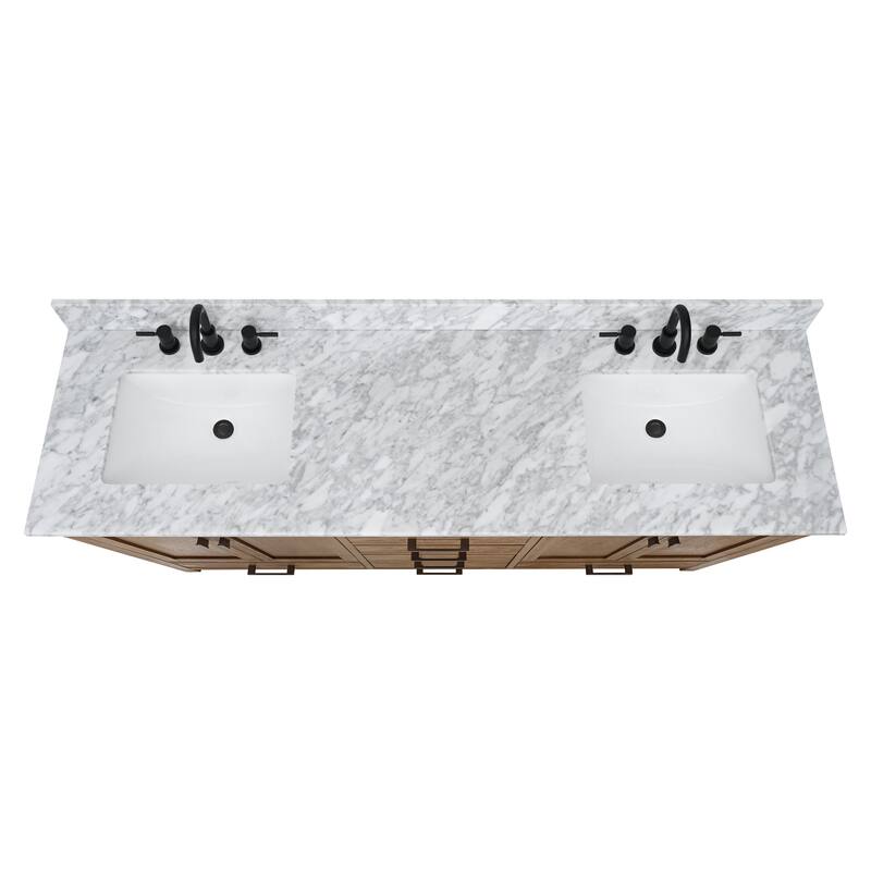 Avanity Modero 73 in. Double Vanity Combo in Matte Black finish and Carrara White Marble Top