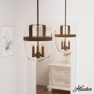 Hunter Karloff Clear Glass Bell-Shaped Pendant - Kitchen Island, Dining Room, Entry - Modern Farmhouse, Rustic, Industrial