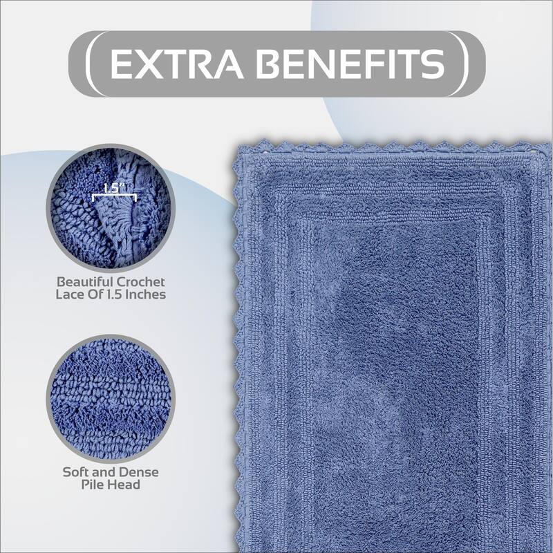 Better Trends Bath Rugs Set 100% Cotton Soft & Water Absorbent Tufted Bathroom Rug for Shower, Sink Bath Mats Lilly Crochet