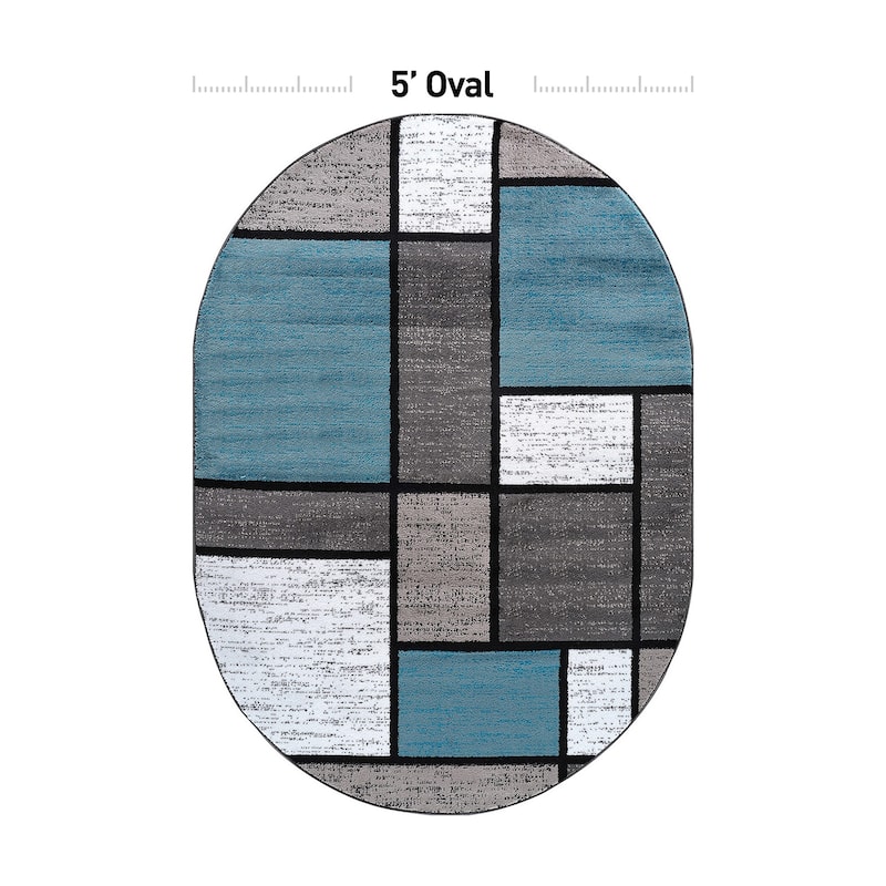 World Rug Gallery Contemporary Modern Boxed Color Block Area Rug