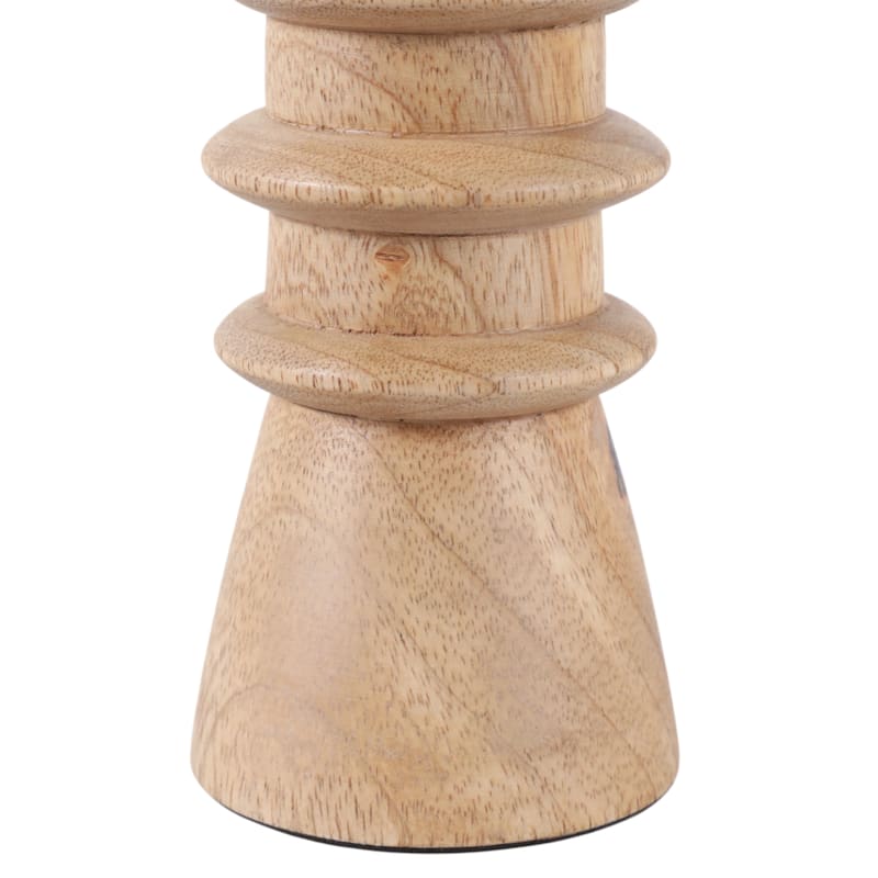 Mango Wood Candle Holder Carved Design Decorative Sculptural Accent