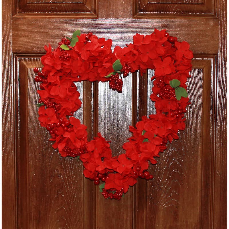 18" Berries and Floral Heart Shaped Wreath - 18