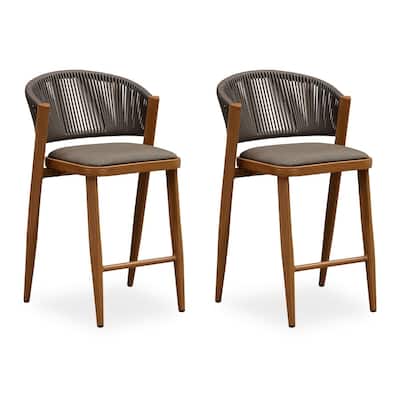 PURPLE LEAF Outdoor Counter Height Bar Stool Set of 2 Outdoor Patio Aluminum Chairs with Cushions