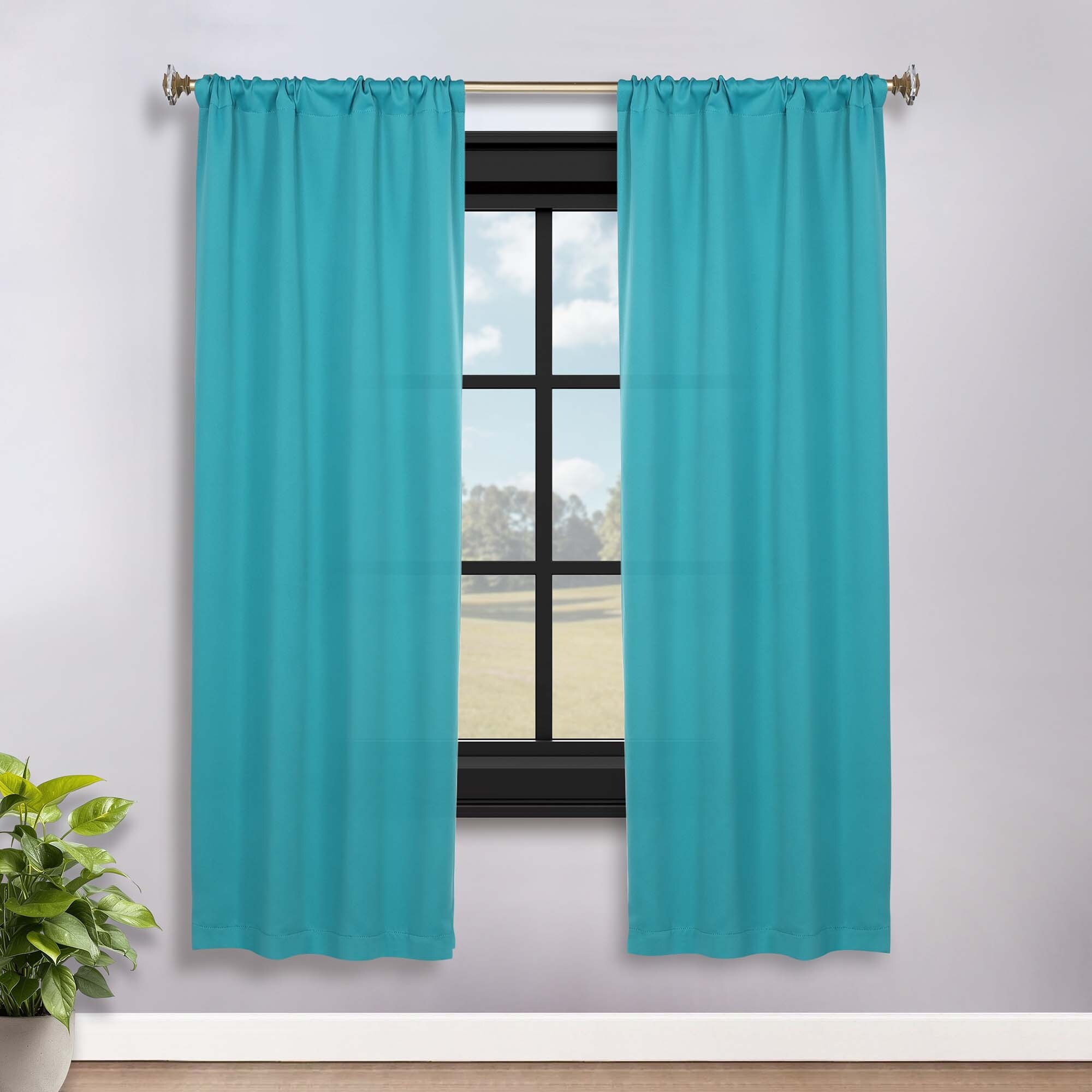 Superior Solid Machine Washable Room Darkening Semi-Blackout Curtains, Set of 2