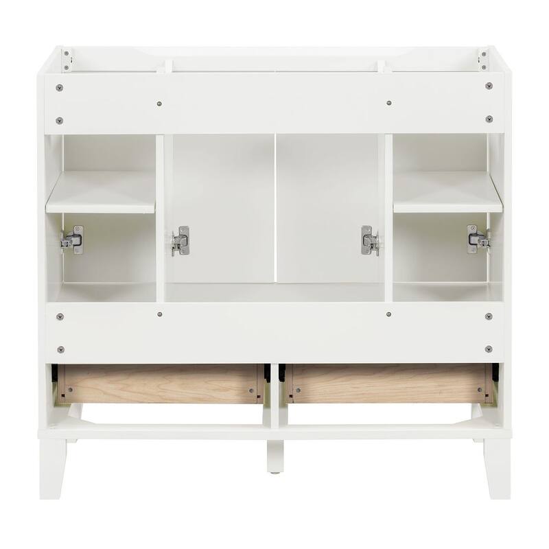 36'' Bathroom Vanity with Sink Set, Solid Wood Frame Bathroom Storage Cabinet, Freestanding Vanity Set