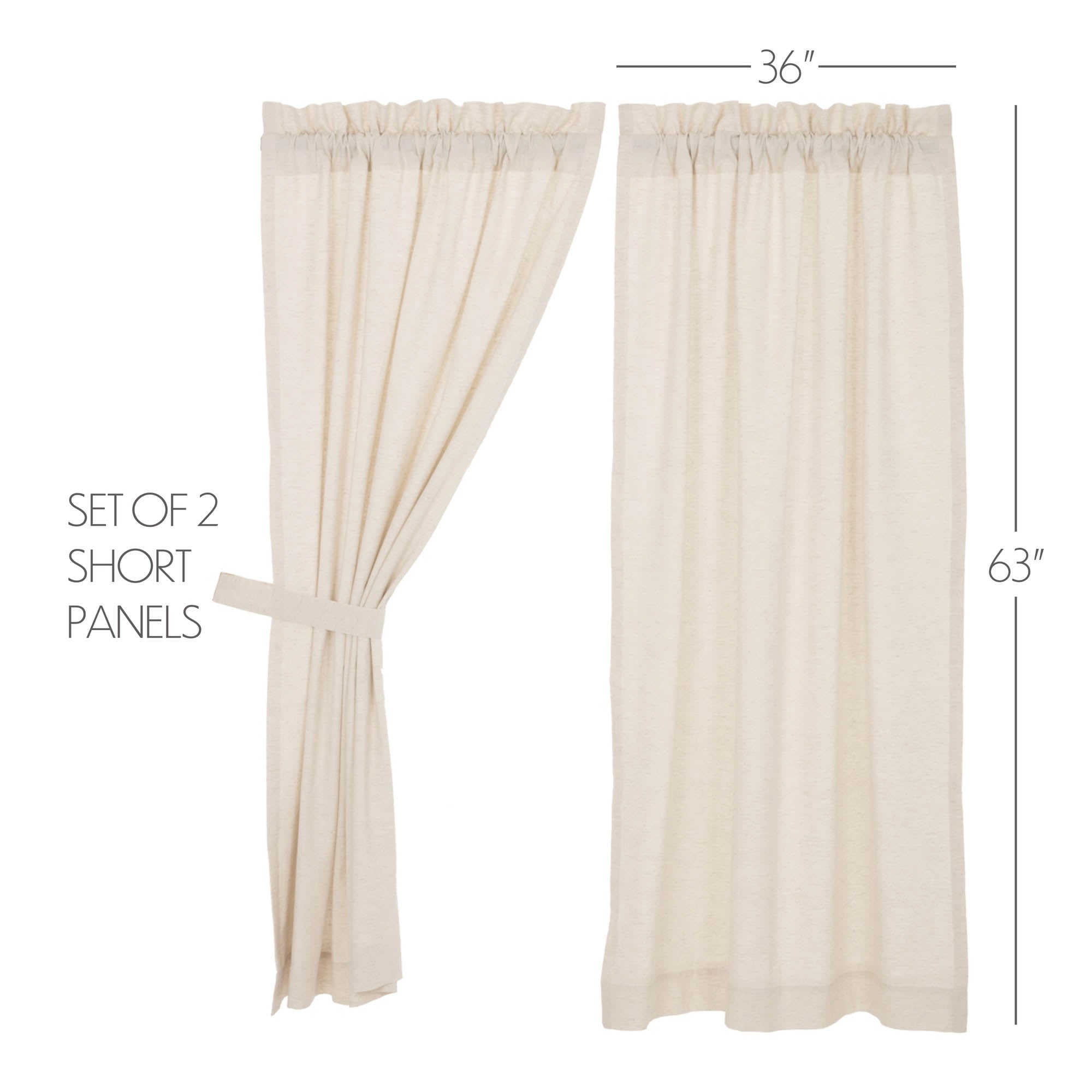 Simple Life Flax Short Panel Set 63x36 in Natural Linen-image