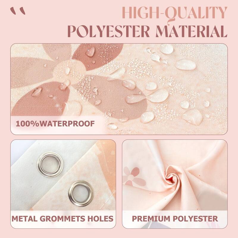 Funny Shower Curtain for Bathroom - Boho Bath Curtain Set (Pink Moon)