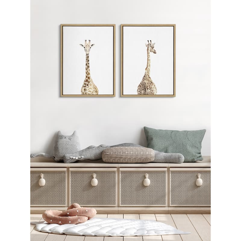 Kate and Laurel Sylvie Giraffe Canvas Set by Amy Peterson Art Studio