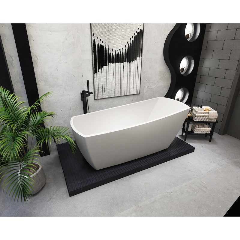Indigo Home 72 inch Soaking Single Slipper Rectangular Bathtub in Glossy White
