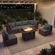 preview thumbnail 45 of 51, 7-Piece Outdoor Deep Seating Sectional Wicker Patio Conversation Set with Fire Pit