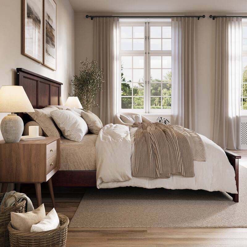 Charlotte Solid Wood Low Profile Platform Bed with Matching Footboard