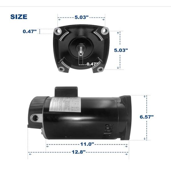 Pool Motor Assembly 2 HP Stainless Steel Continuous Single Phase Pool Pump Motor B2855 ...