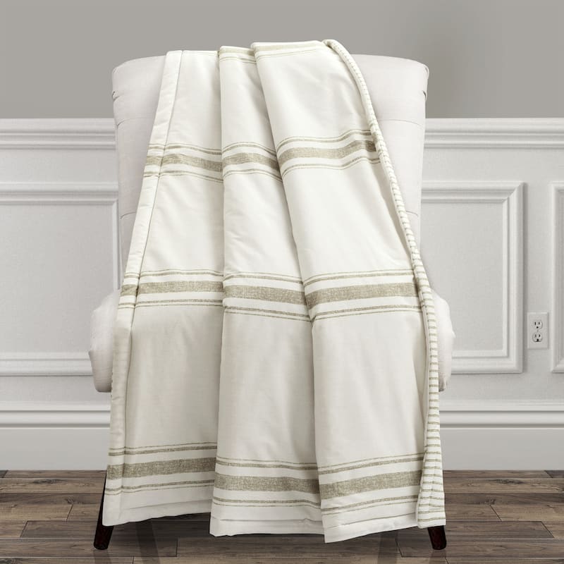 Lush Decor Farmhouse Stripe Throw - Neutral