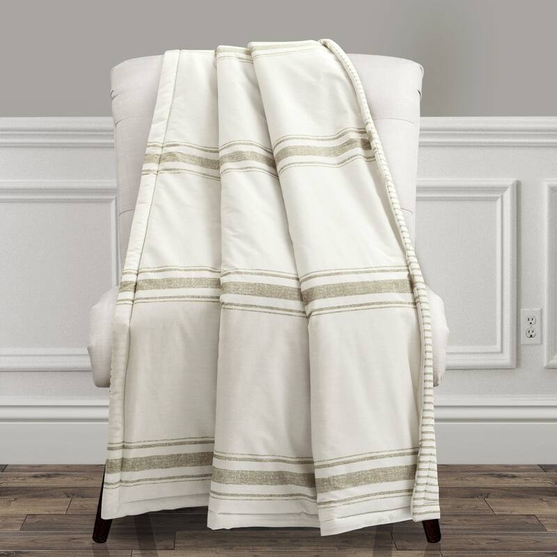 Lush Decor Farmhouse Stripe Throw - Neutral