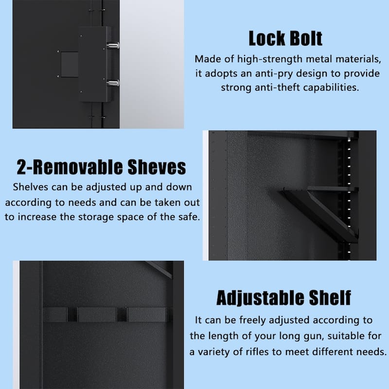 In Wall Hidden Gun Cabinet, Gun Safe w/ Keypad & Adjustable Rack