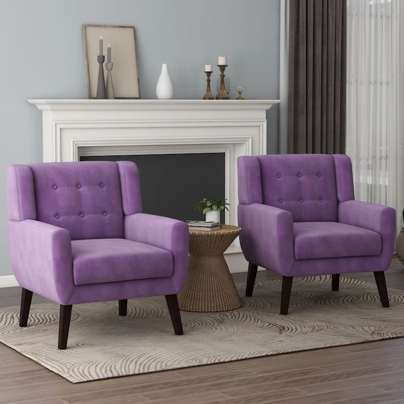 Velvet Upholstered Armchair Tufted Accent Chairs Set of 2